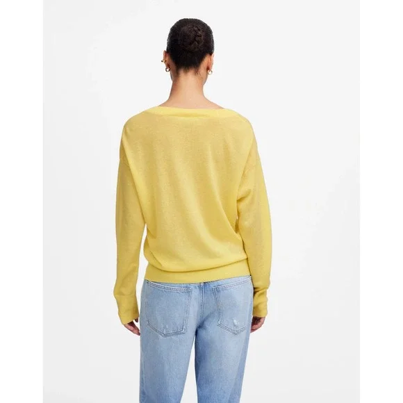 Madewell Cashmere U-Neck Pullover Iced Lemon Medium NWT - Picture 3 of 9